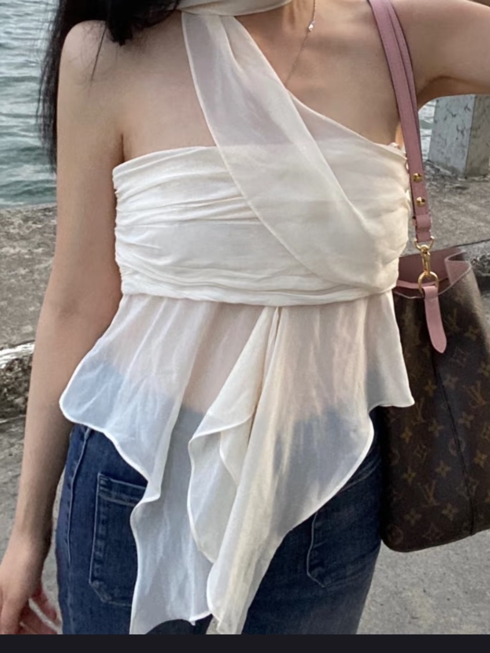 Guizio White Sheer Blouse